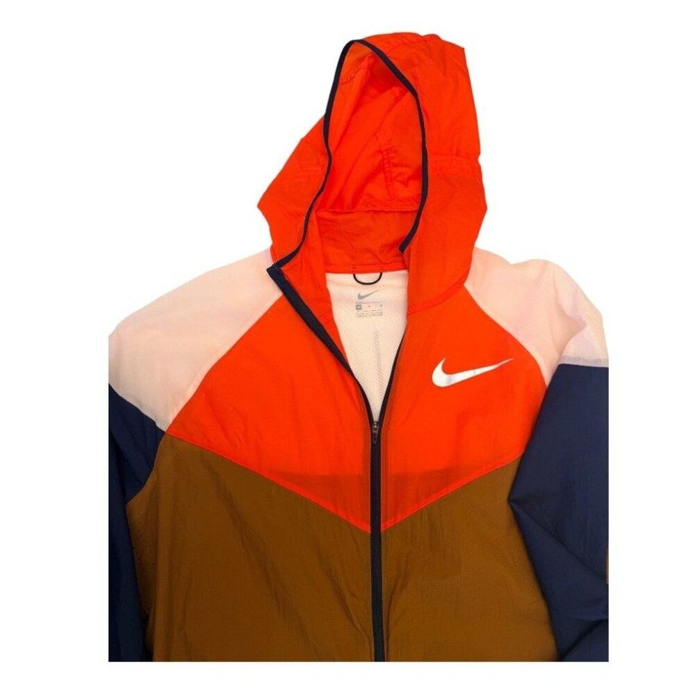 Nike Windrunner Hooded Jacket M Orange/Brown/Navy Lightweight Polyester Activewe - Picture 4 of 7